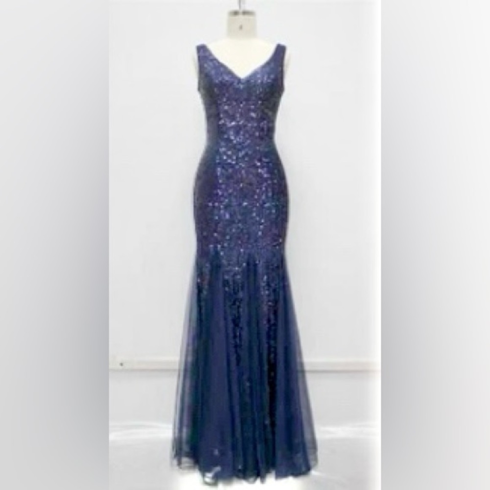 Elegant Blue Sequin Dress
